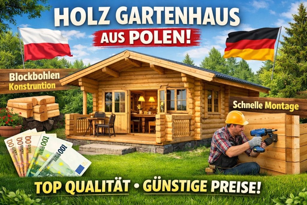 holz gartenhaus aus polen konstruktion blockbohlenhaus preis vergleich deutschland montage
